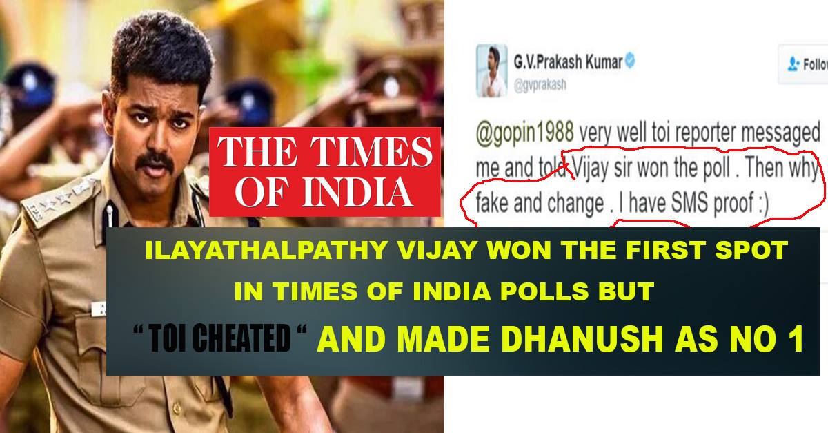 Cheap Act Times of India – Vijay won the Actual Poll