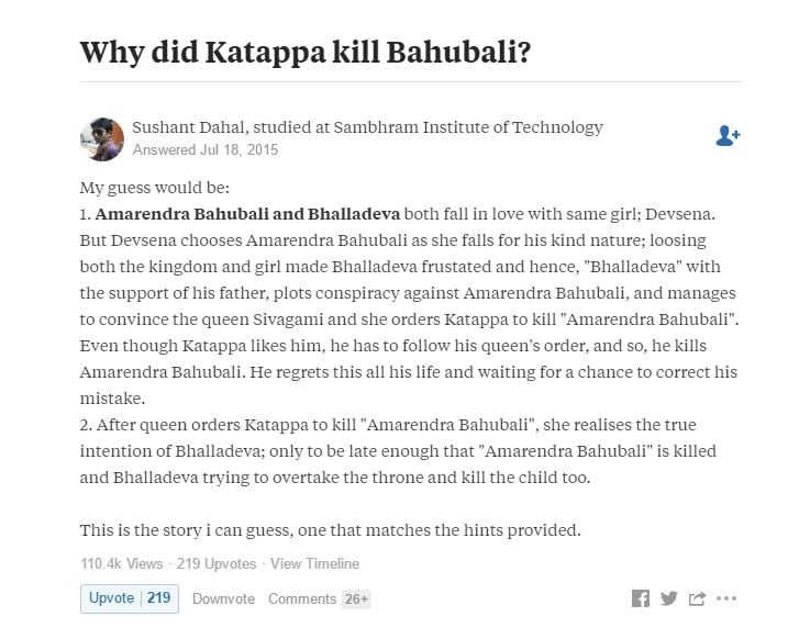 OMG! This Guy Predicted Why Kattappa Killed Baahubali in 2015 Itself ! 2