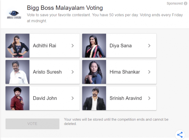 bigg boss vote malayalam