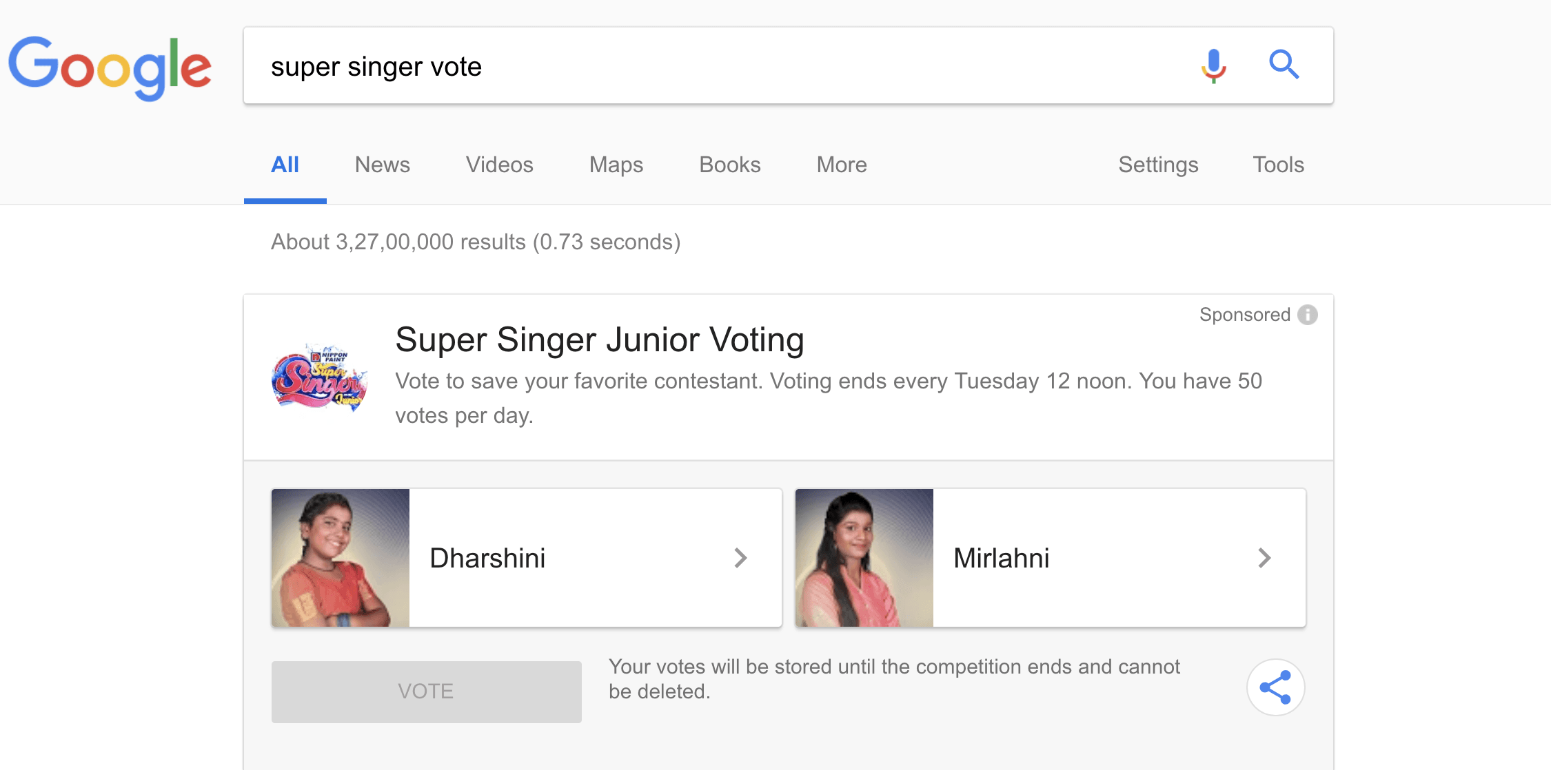 Super Singer Vote